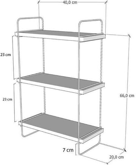 Επιτοίχια Ραφιέρα Μπάνιου Μεταλλική 40x20x66cm Λευκή