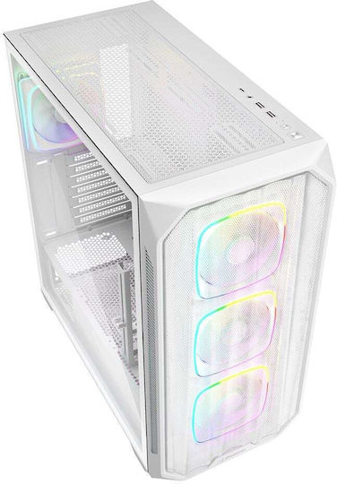 Sharkoon AK5M RGB Gaming Midi-Turm Computergehäuse mit Seitenfenster Weiß