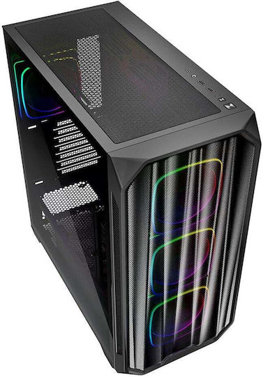 Sharkoon AK5M RGB Gaming Midi Tower Κουτί Υπολογιστή με Πλαϊνό Παράθυρο Μαύρο