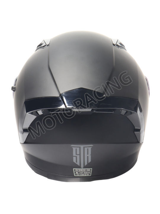 STR GT-1 negru mat Cască Moto Față întreagă ECE 22.06 cu Sunvisor