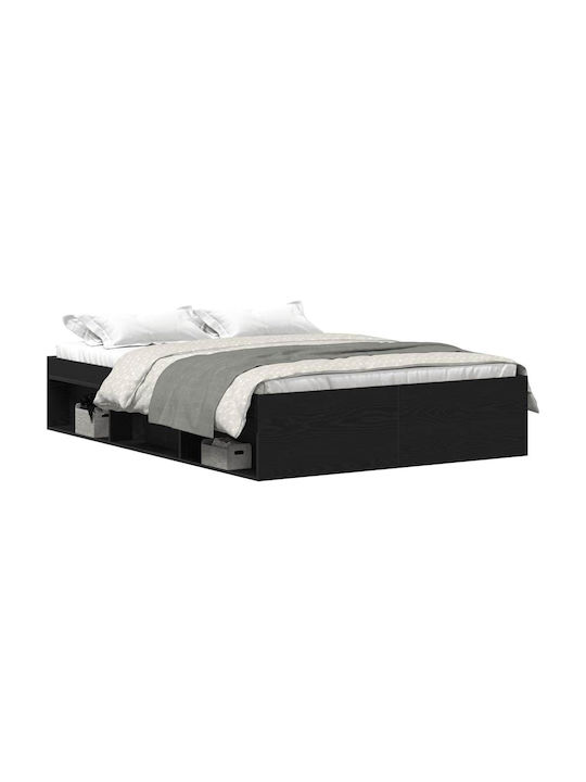 Cadru de Pat Vidaxl Fără Saltea Stejar Negru 140x190cm 1 Bucată Single Maro