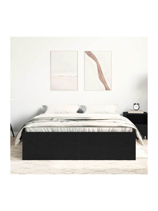Cadru de Pat Vidaxl Fără Saltea Stejar Negru 140x190cm 1 Bucată Single Maro