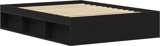 Vidaxl Bettgestell ohne Matratze Schwarz Eiche 120x200cm Holz 1 Stück Einzel Braun
