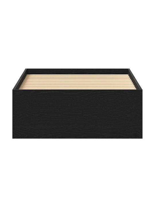 Vidaxl Πλαίσιο Κρεβ Χωρ Στρώμα Μαύρη Βελανιδιά 90x200cm Επεξ Ξύλο 1 Τεμ Μονό Καφέ