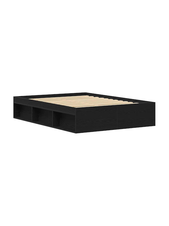 Cadru de Pat Vidaxl Fără Saltea Stejar Negru 140x190cm 1 Bucată Single Maro