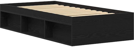 Vidaxl Bettgestell ohne Matratze Schwarz Eiche 90x200cm Massivholz 1 Stück Einzel Braun
