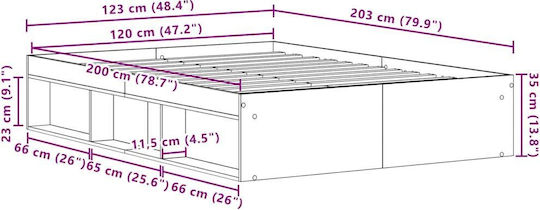 Vidaxl Bettgestell ohne Matratze Schwarz Eiche 120x200cm Holz 1 Stück Einzel Braun