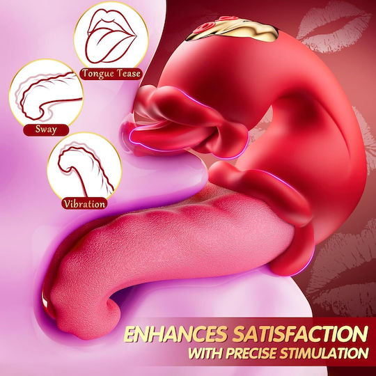 SMD Tongistador, Dual Tongue με 10 Licking & Thrusting Modes Клитор Вибратор Червен