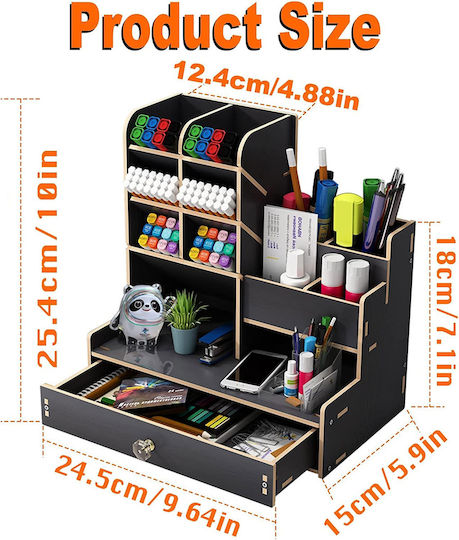 Lemnos Organizator de birou Konamo în Culoare Negru 25x5x15cm