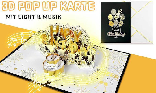 Osomepop Heijin2.0 Pop Up Greeting Card Birthday with Music in Black Color