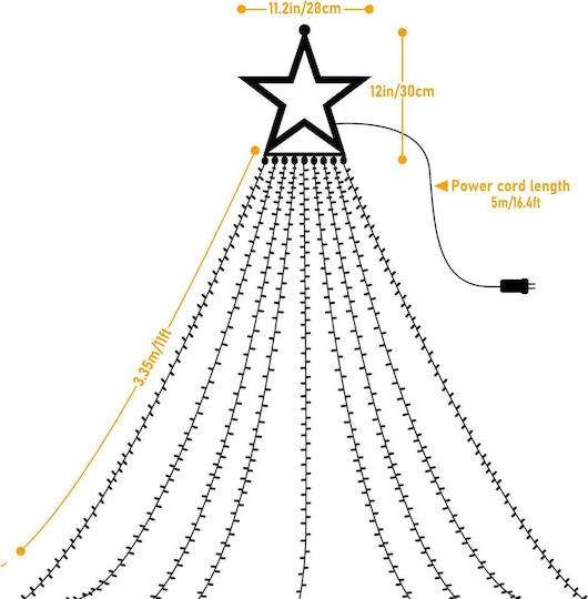 320 Lichterketten LED 3.35m. Mehrfarbige Typ Regen 1Stück