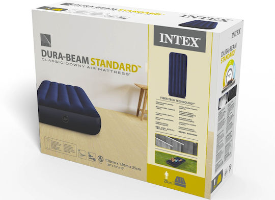 Intex Inflatable Sleeping Mattress Single Classic Downy 191x76x25εκ. Blue