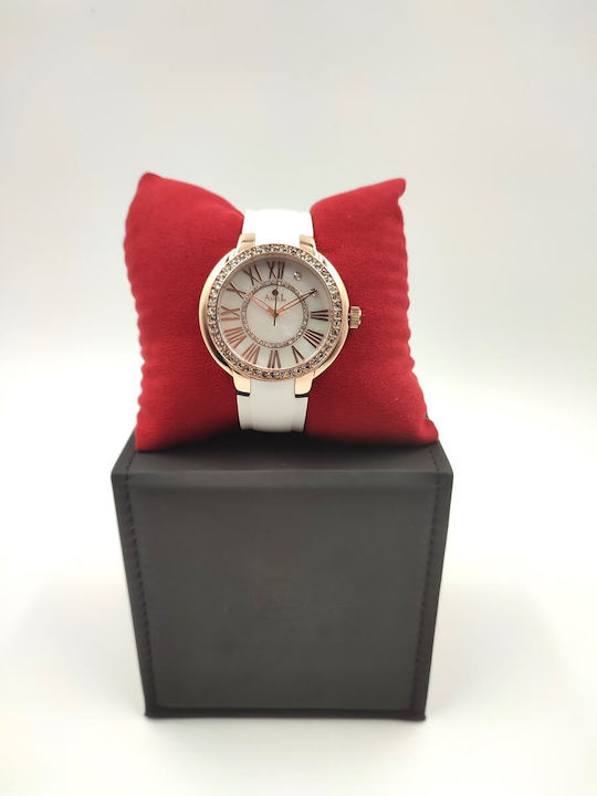 Anell Γυναικείο Ρολόι 41mm Μπαταρίας με Λευκό Καουτσούκ Λουράκι
