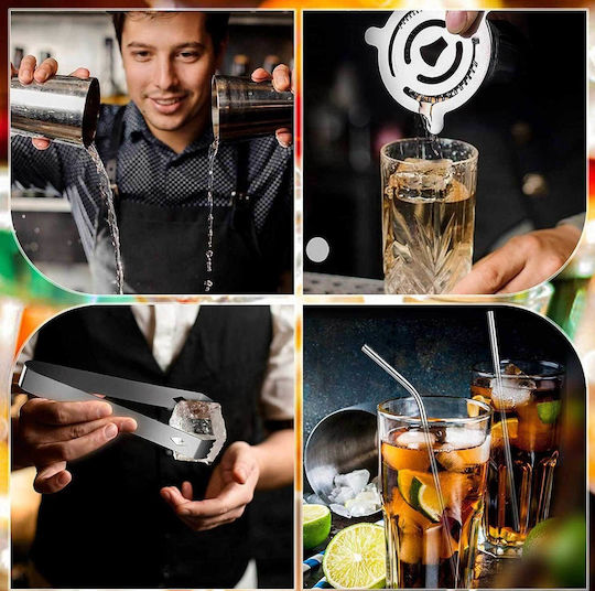 Chulovs 20-teiliges Cocktail-Shaker-Set Boston Barkeeper Edelstahl Acrylständer Professionelle Barwerkzeuge Getränkemischung