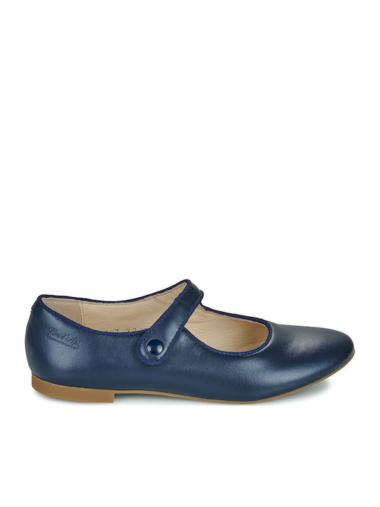 Παιδικές Μπαλαρίνες mit Bügel- und Schleifenverschluss Leder Blau