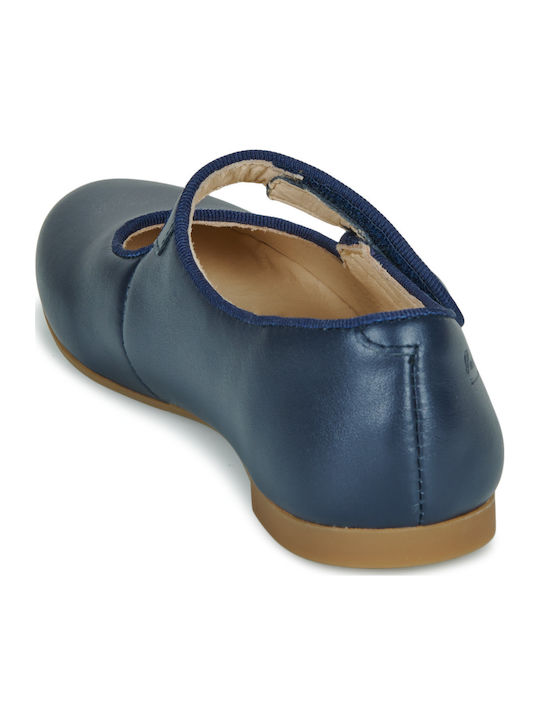 Παιδικές Μπαλαρίνες mit Bügel- und Schleifenverschluss Leder Blau