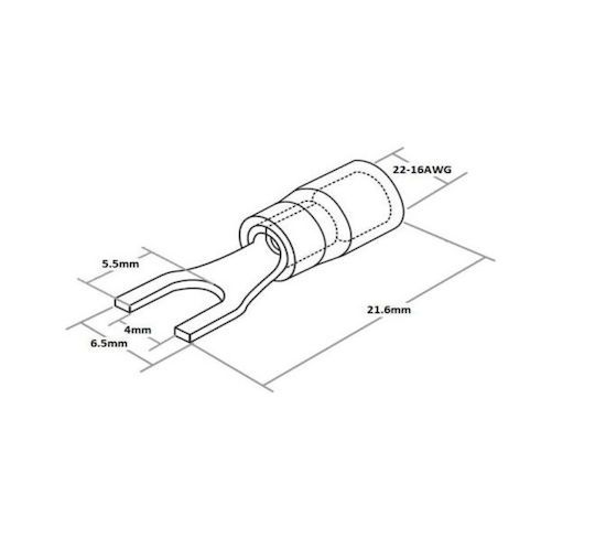 Terminale Furcă Izolație Caly 1 5m/m² Φ4mm Roșu 100buc