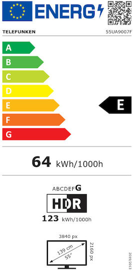 Telefunken Smart Τηλεόραση 55" 4K UHD LED 55UA9007F HDR (2024)