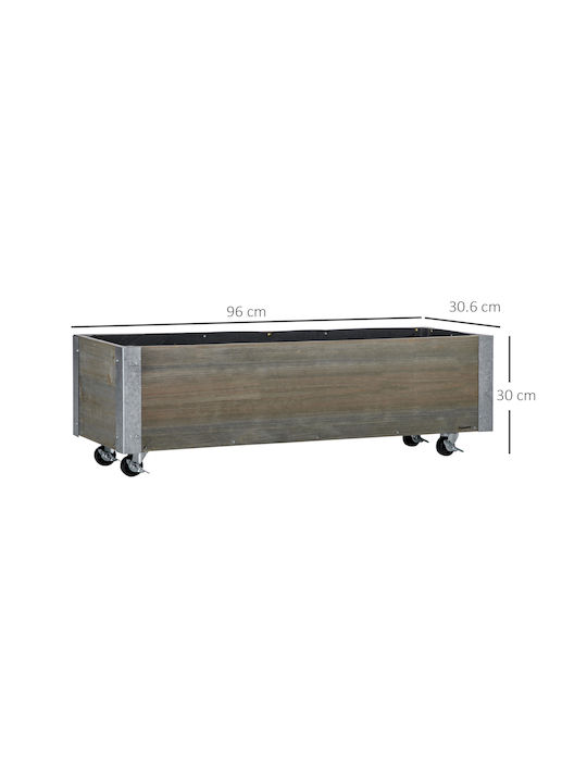 Outsunny Planter Box Wooden Grey 96x30.6x30cm.