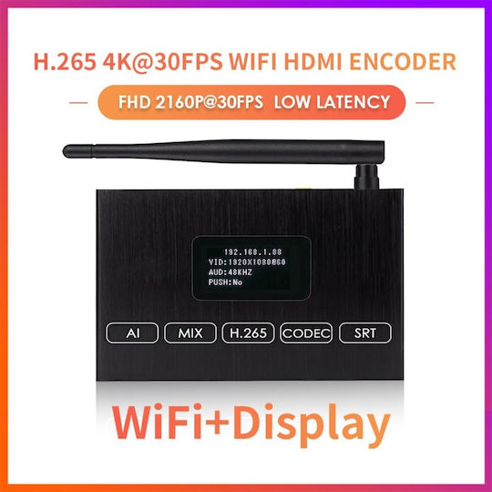 HDMI-Encoder H.265 4K WiFi Loopout Dual Screen USB 2.0 Wiedergabe Aufnahme ONVIF HK Kompatibel IPTV Streaming auf YouTube Facebook