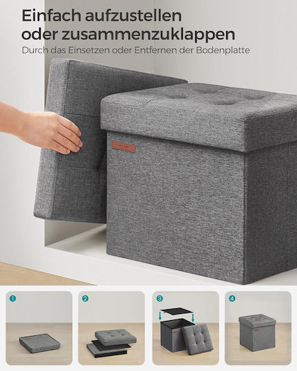 Hocker Fußhocker Mit Stauraum Gepolstert mit Stoff Dark Grey 30x30x30cm