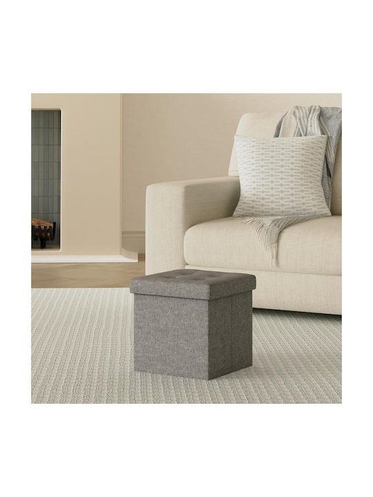 Stool Footstool With Storage Space Upholstered with Fabric Dark Grey 30x30x30cm