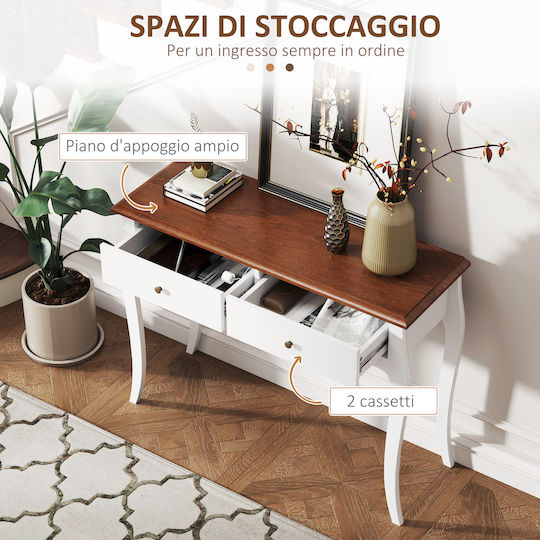 Wooden Console Table Λευκό Και Σκούρο Καφέ L100xW35xH76.5cm