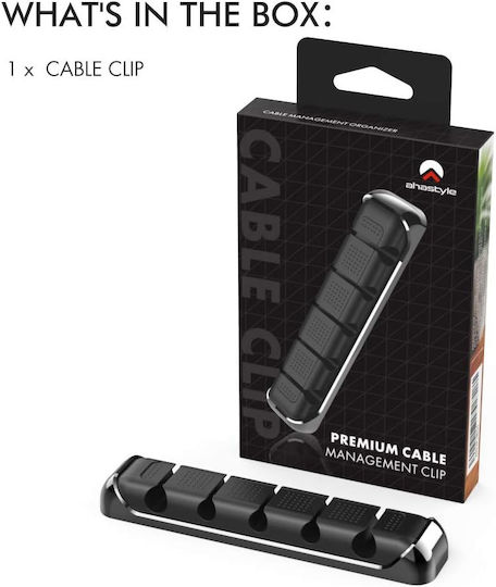 Ahastyle Jppt125 Organizer & Cable Holder Cable Organizer 5 Slots & Cable Clip Helps with Cable Management Office Car USB Cable Power Cable/Wire Black