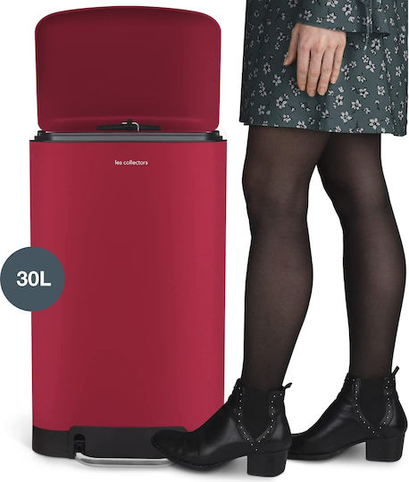 Les Collectors Les Collectors Waste Bin made of Inox Steel with Pedal Red 30lt