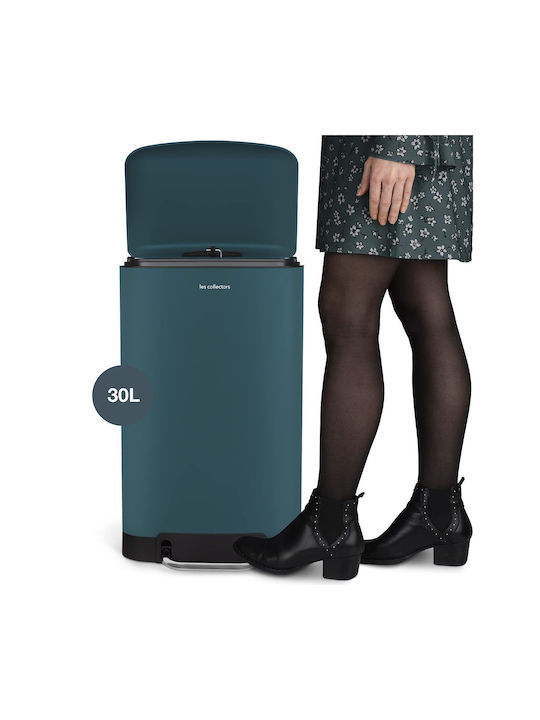 Les Collectors Coș de Gunoi din Oțel Inoxidabil cu Pedală Albastru 30lt 1buc