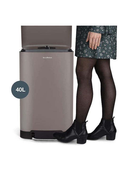Les Collectors Coș de Gunoi din Oțel Inoxidabil cu Pedală Maro 40lt 1buc