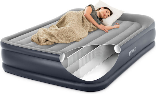 Intex Inflatable Double Camping Air Mattress with Integrated Electric Pump Deluxe 203x152x25cm Black