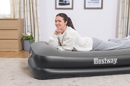 Bestway Camping Air Mattress Single with Integrated Pump 191x97x46cm Gray