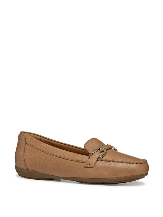 Geox Annytah Moc A Leder Damen Loafers in Tabac Braun Farbe