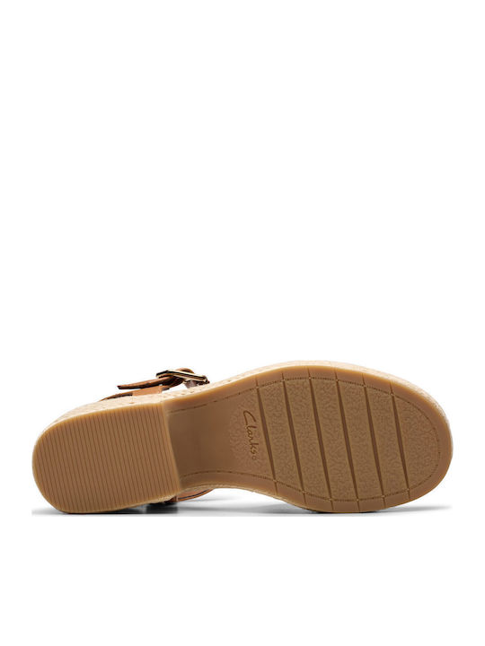 Clarks Coledale Strap Δερμάτινα Πέδιλα Καφέ