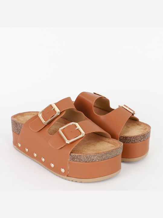 Sweet Shoes Women's Flat Sandals Flatforms in Brown Color