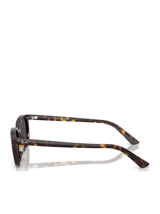 Ray Ban Women's Sunglasses with Brown Tartaruga Horn-Rimmed Frame and Black Lens RB4456 135987