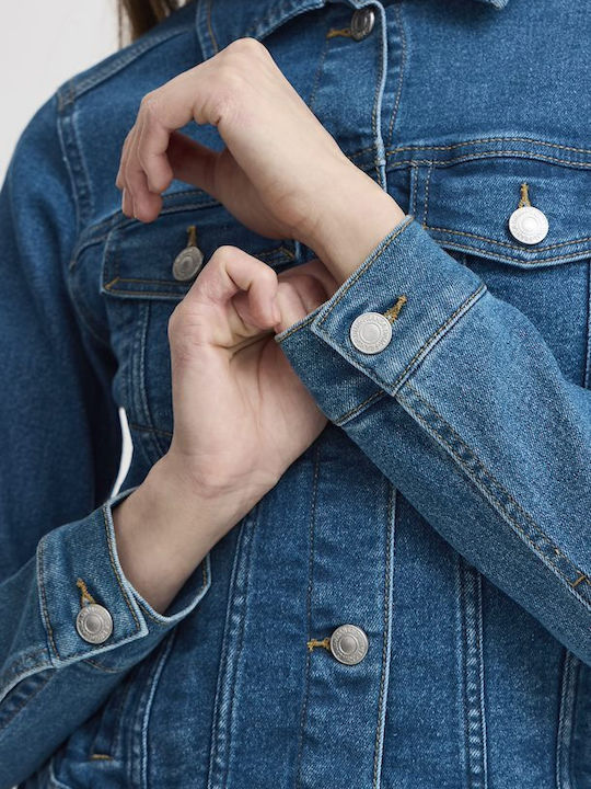 Kurze Damen Jean Jacke Blau