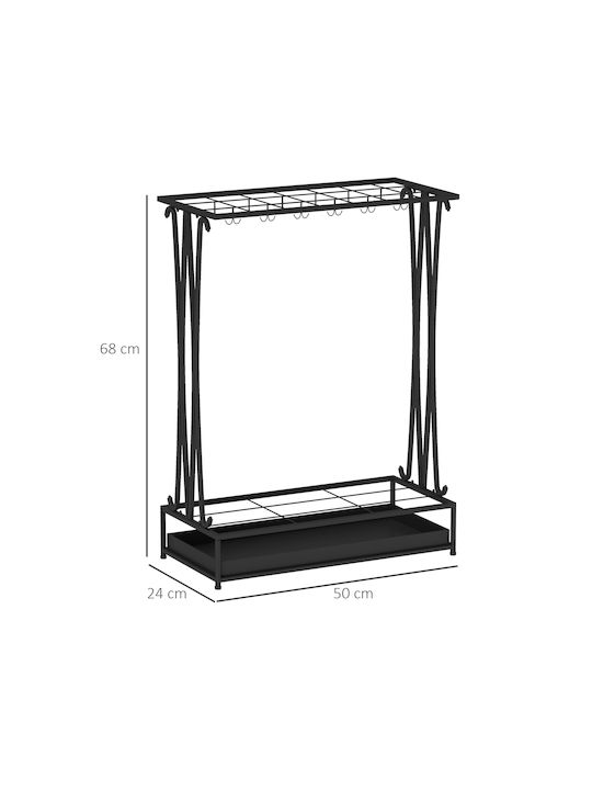 HomCom Ομπρελοθήκη Μεταλλική Μαύρη 50x24x68cm