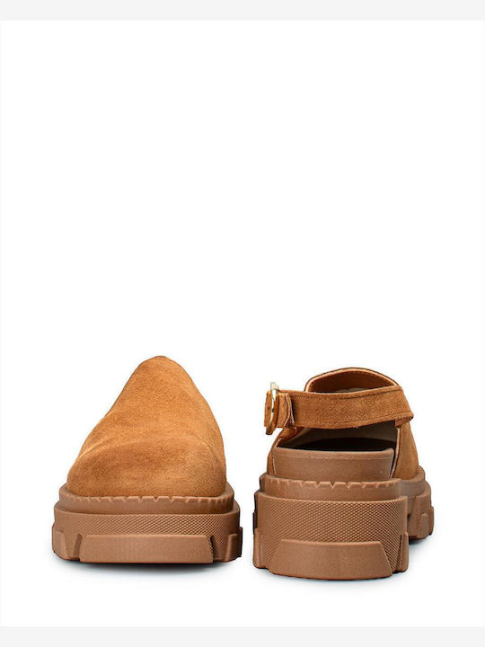 Wildleder Damen Ballerinas Slingback in Tabac Braun Farbe