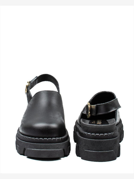 Lederne Damen Ballerinas Slingback in Schwarz Farbe