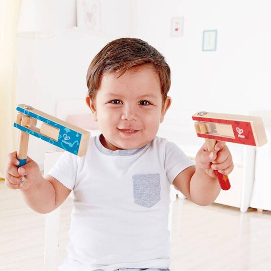Hape Ξύλινο Κρουστό Ροκάνα Happy Noisemaker Κόκκινο - Πορτοκαλί για 3+ Ετών
