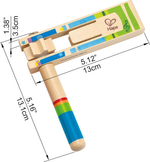 Hape Ξύλινο Κρουστό Ροκάνα Happy Noisemaker Κόκκινο - Πορτοκαλί για 3+ Ετών