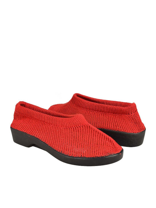 Ανατομικά Γυναικεία Slip-On Πάνινα Κόκκινα