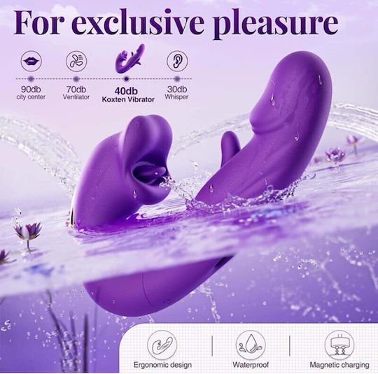 Ophelia's Dream Purple Lips & Tongue Licking Clitoral Vibrator 17.6cm Purple