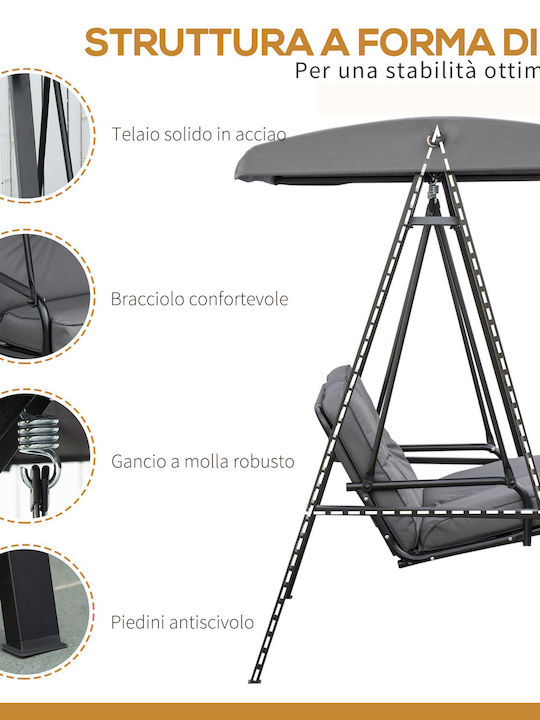 Κούνια με Βάση 2 Θέσεων Μεταλλική Μ144xΠ117xΥ173cm Γκρι Κούνια με Βάση 2 Θέσεων Μεταλλική Μ144xΠ117xΥ173cm Γκρι