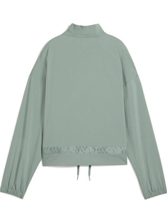 Lace Woven Drycell Μακριά Γυναικεία Ζακέτα Φούτερ Πράσινη