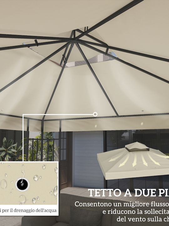 Outsunny Garden Freestanding Gazebo Beige 3x3cm
