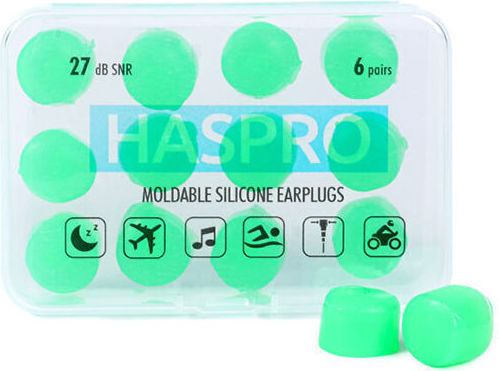 Haspro Moldable Copii Protecții auditive din Silicon în culoarea Verde 2buc