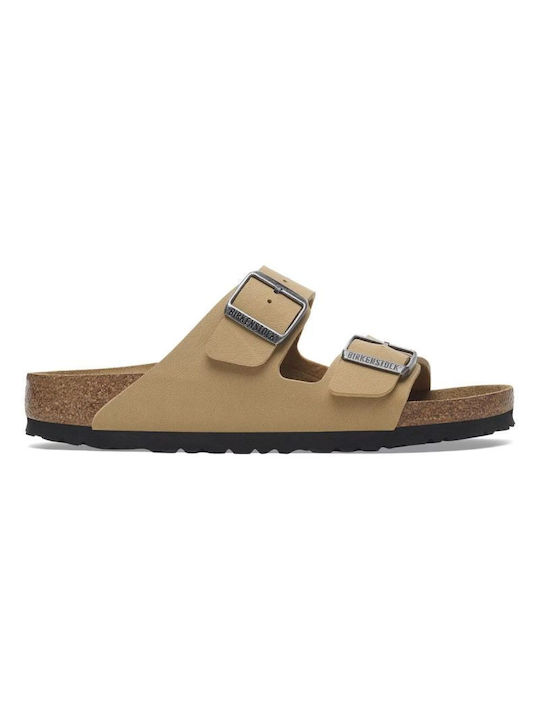 Birkenstock Arizona Bs Leder Flache Sandalen für Damen in Beige Farbe Schmal Passform